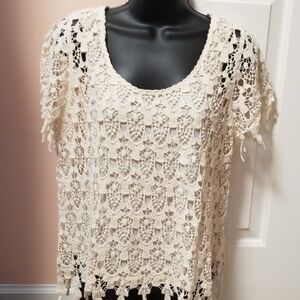 Miss Me Women's Lace Overlay Top